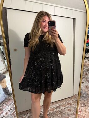 Lulu's Black Sequin Dress Size Large